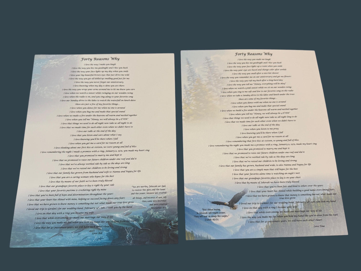 Custom Poem Print: Personalized Lyrics, Matted 11x14 Frame