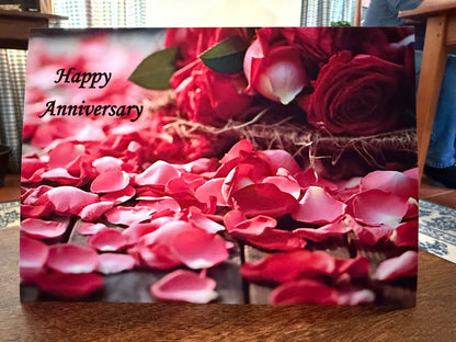 Rose Petals Anniversary Greeting Card (5x7)