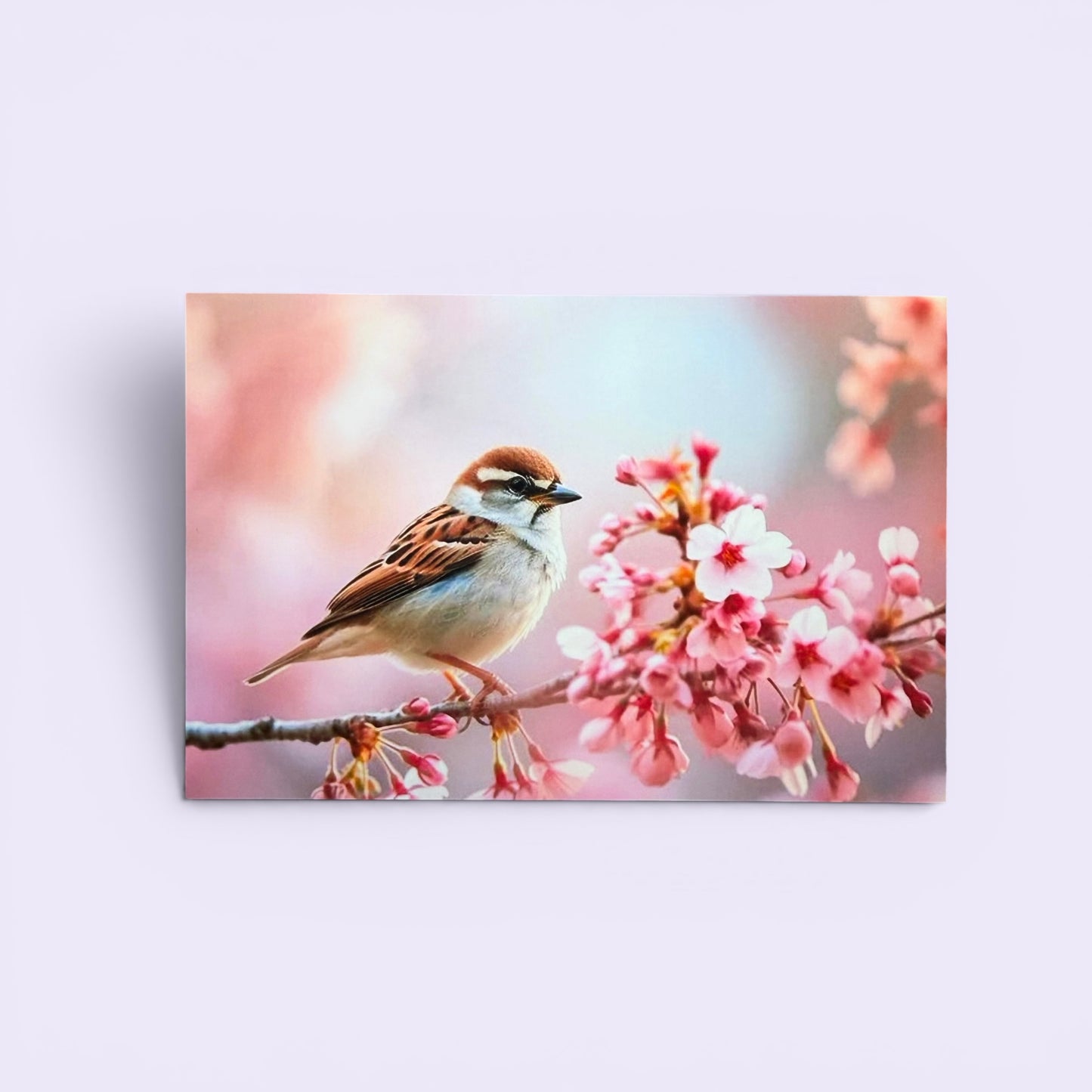 Bird Series: Sparrow in Cherry Blossoms Postcard
